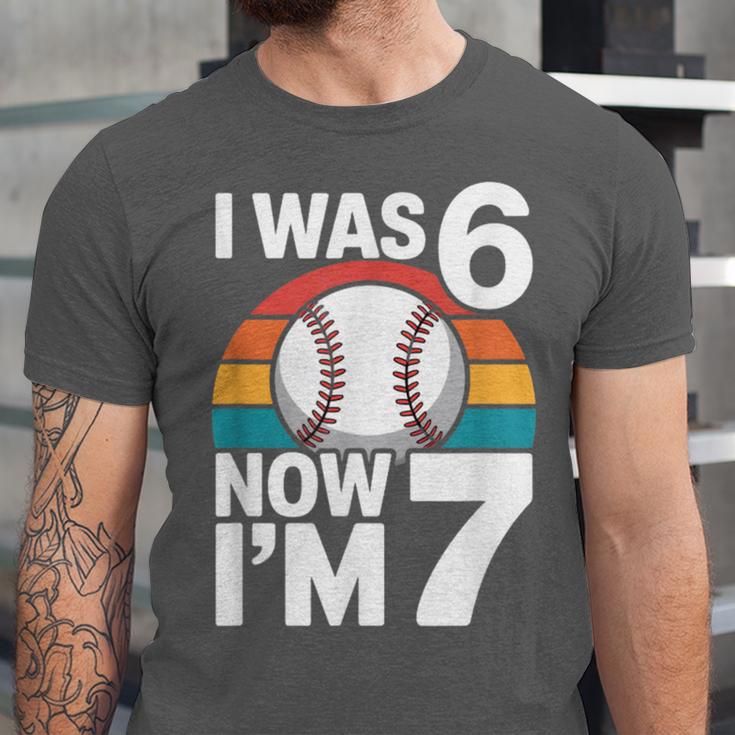 I Was 6 Now Im 7 Baseball Birthday Age 7 Unisex Jersey T-Shirt