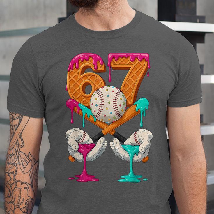 6 7 Ice Cream Drip Baseball Number 67 Player Boy Girl Kids Unisex Jersey T-Shirt 6 7 Ice Cream Drip Baseball Number 67 Player Boy Girl Kids Unisex Jersey T-Shirt