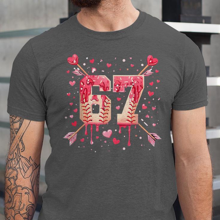 6 7 Melting Number Arrow Baseball Drip Valentine's Day Unisex Jersey T-Shirt
