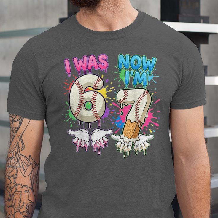 I Was 6 Now I'm 7 Baseball Drip 67 Birthday Boy 7th Birthday Unisex Jersey T-Shirt I Was 6 Now I'm 7 Baseball Drip 67 Birthday Boy 7th Birthday Unisex Jersey T-Shirt