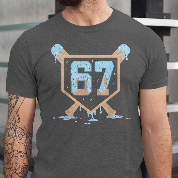67 Ice Cream Drip Baseball Meme Six Seven Gen Alpha Unisex Jersey T-Shirt 67 Ice Cream Drip Baseball Meme Six Seven Gen Alpha Unisex Jersey T-Shirt