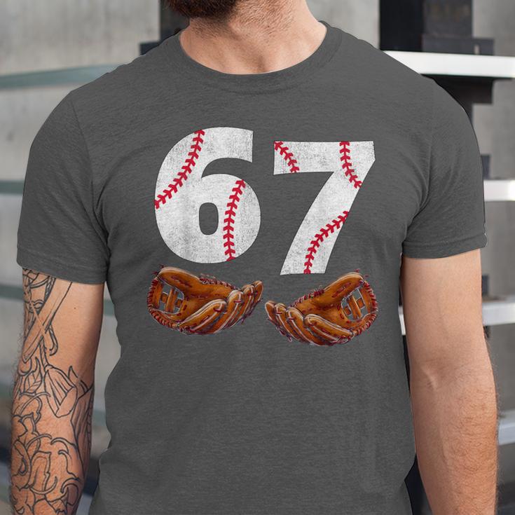 67 Trend Baseball Glove Number Style Unisex Jersey T-Shirt