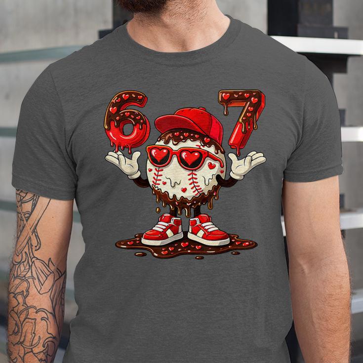 67 Valentine Day Baseball Chocolate Ice Cream Drip Unisex Jersey T-Shirt
