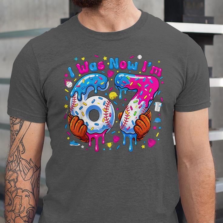 7th Birthday I Was 6 Now I'm 7 Baseball Ice Cream Drip Unisex Jersey T-Shirt