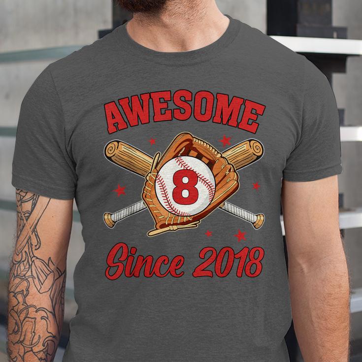 8 Year Old Boys Awesome Since 2018 Baseball Birthday Unisex Jersey T-Shirt