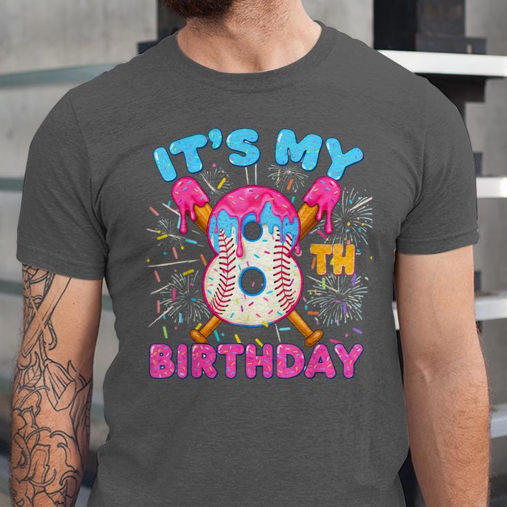 8th Birthday Baseball 8 Year Old Ice Cream Drip Boy Baseball Unisex Jersey T-Shirt