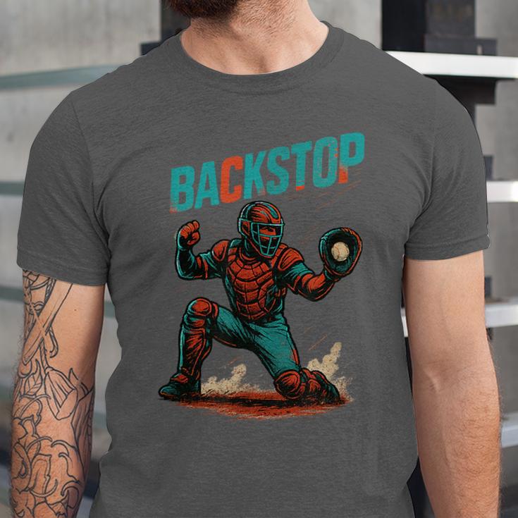 Backstop Catcher Baseball Graphic Unisex Jersey T-Shirt