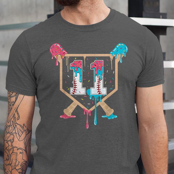 Baseball 11 Year Old Ice Cream Drip 11th Birthday Boy Player Unisex Jersey T-Shirt