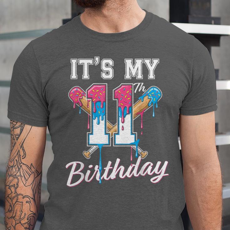 Baseball 11 Year Old Ice Cream Drip 11th Birthday Boys Unisex Jersey T-Shirt