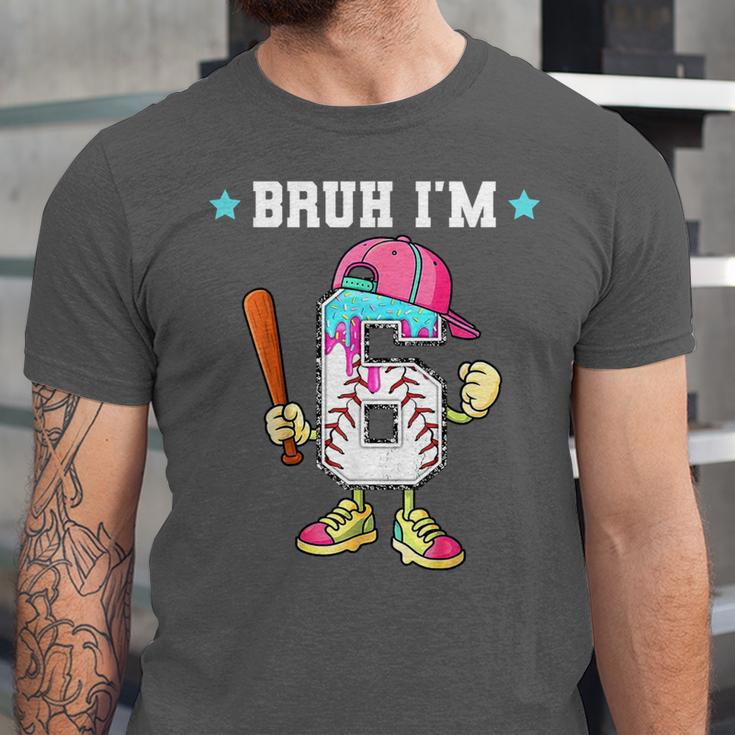 Baseball 6th Birthday Boy Ice Cream Drip Bruh I'm 6 Year Old Unisex Jersey T-Shirt Baseball 6th Birthday Boy Ice Cream Drip Bruh I'm 6 Year Old Unisex Jersey T-Shirt