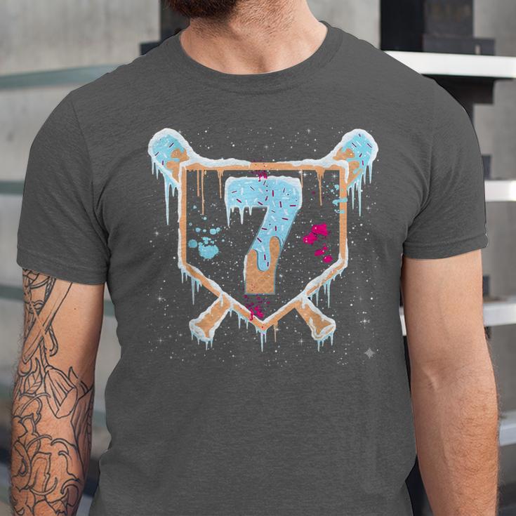 Baseball 7 Year Old Ice Cream Drip 7th Birthday Boy Number 7 Unisex Jersey T-Shirt Baseball 7 Year Old Ice Cream Drip 7th Birthday Boy Number 7 Unisex Jersey T-Shirt