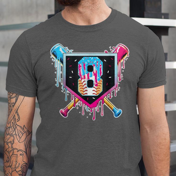 Baseball 8 Year Old Boy Ice Cream Drip 8th Birthday Player Unisex Jersey T-Shirt Baseball 8 Year Old Boy Ice Cream Drip 8th Birthday Player Unisex Jersey T-Shirt
