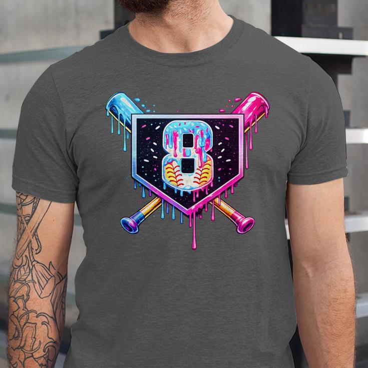 Baseball 8 Year Old Ice Cream Drip 8th Birthday Party Unisex Jersey T-Shirt Baseball 8 Year Old Ice Cream Drip 8th Birthday Party Unisex Jersey T-Shirt
