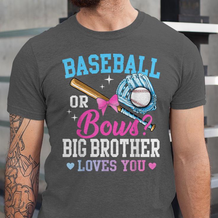 Baseball Or Bows Big Brother Loves You Gender Pink Or Blue Unisex Jersey T-Shirt Baseball Or Bows Big Brother Loves You Gender Pink Or Blue Unisex Jersey T-Shirt