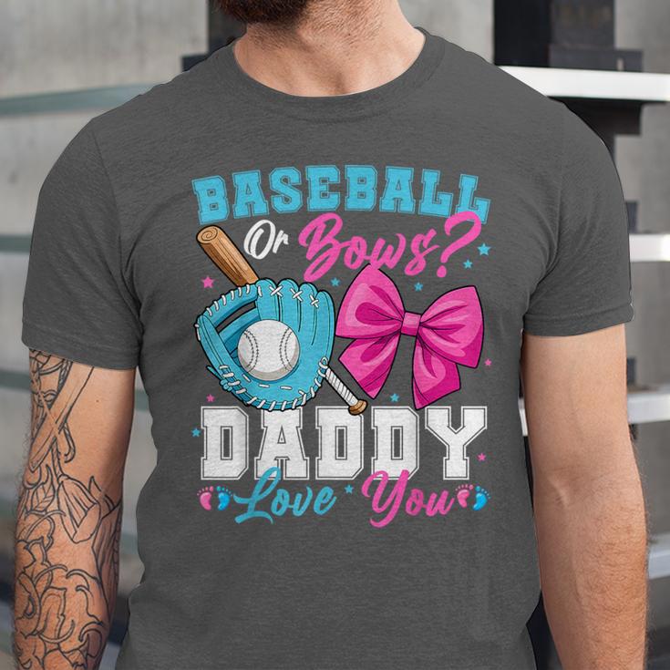 Baseball Or Bows Daddy Loves You Gender Reveal Family Unisex Jersey T-Shirt Baseball Or Bows Daddy Loves You Gender Reveal Family Unisex Jersey T-Shirt