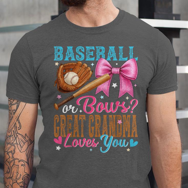Baseball Or Bows Great Grandma Loves You Gender Reveal Unisex Jersey T-Shirt