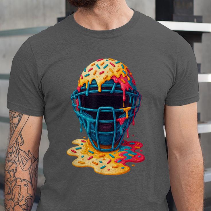 Baseball Catcher Mask Ice Cream Dripping Baseball Fan Boys Unisex Jersey T-Shirt Baseball Catcher Mask Ice Cream Dripping Baseball Fan Boys Unisex Jersey T-Shirt