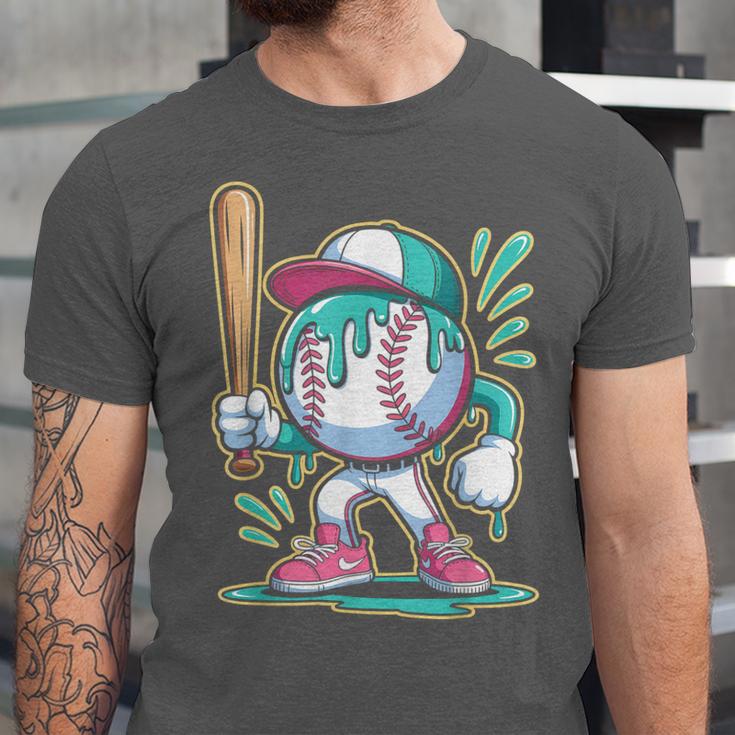 Baseball Character Cartoon Batter Drip Style Women Men Unisex Jersey T-Shirt Baseball Character Cartoon Batter Drip Style Women Men Unisex Jersey T-Shirt