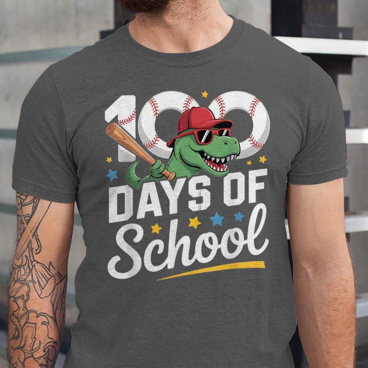 Baseball Dinosaur 100 Days Of School Kids Theme Unisex Jersey T-Shirt