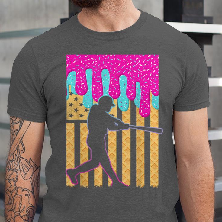 Baseball Drip Bat Boys Ice Cream American Flag 4th Of July Unisex Jersey T-Shirt Baseball Drip Bat Boys Ice Cream American Flag 4th Of July Unisex Jersey T-Shirt