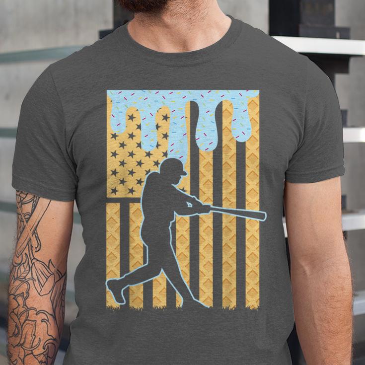 Baseball Drip Boys Dripping Ice Cream Baseball American Flag Unisex Jersey T-Shirt Baseball Drip Boys Dripping Ice Cream Baseball American Flag Unisex Jersey T-Shirt