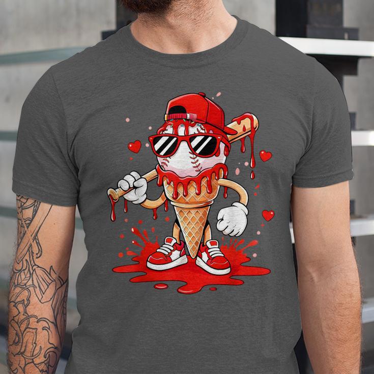 Baseball Drip Ice Cream Apparel Youth Boys Valentines Unisex Jersey T-Shirt