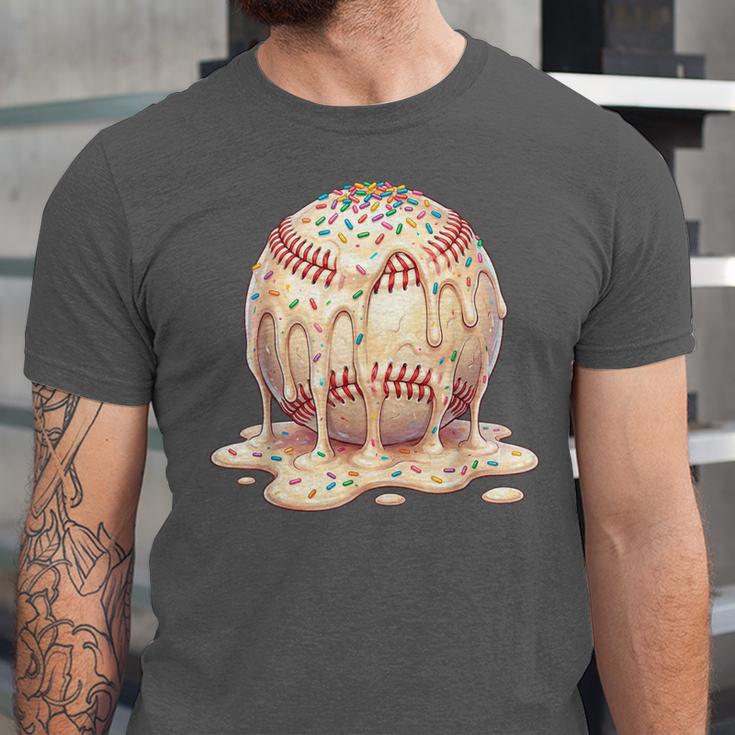 Baseball Drip Ice Cream Melting Illustration Unisex Jersey T-Shirt