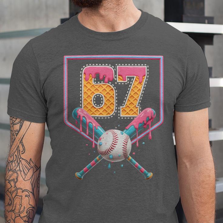 Baseball Drip Number 67 Fun Six Seven 6 7 Meme Unisex Jersey T-Shirt