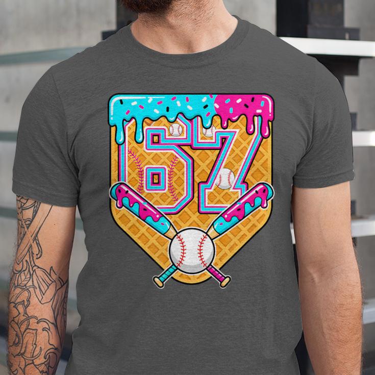 Baseball Drip Number 67 Ice Cream Home Plate Drip Unisex Jersey T-Shirt Baseball Drip Number 67 Ice Cream Home Plate Drip Unisex Jersey T-Shirt