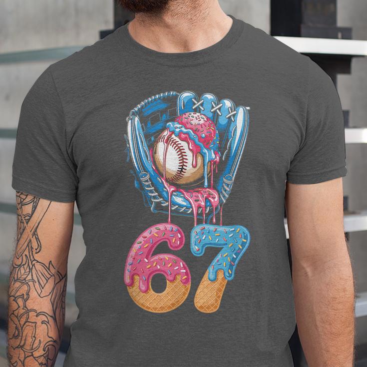 Baseball Drip Number 67 Player 67th Birthday Ice Cream 67 Unisex Jersey T-Shirt