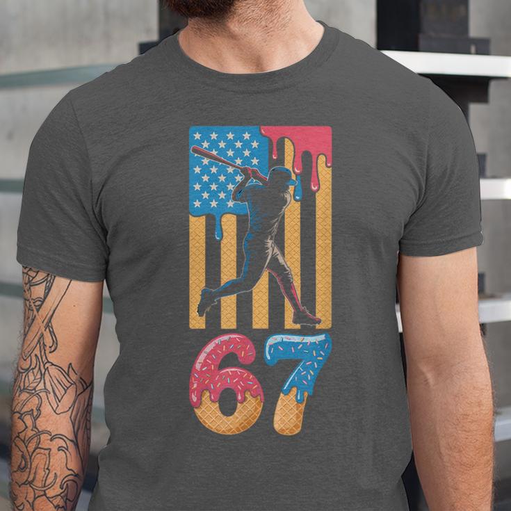 Baseball Drip USA Flag 67 Player 67th Birthday Ice Cream 67 Unisex Jersey T-Shirt Baseball Drip USA Flag 67 Player 67th Birthday Ice Cream 67 Unisex Jersey T-Shirt