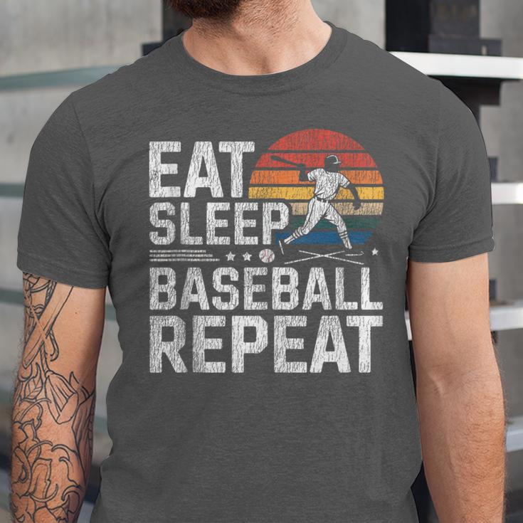 Baseball Fan Vintage Retro Eat Sleep Baseball Repeat Unisex Jersey T-Shirt
