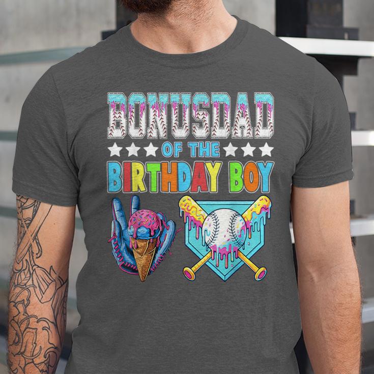 Baseball Ice Cream Drip Bonus Dad Of The Birthday Boy Unisex Jersey T-Shirt