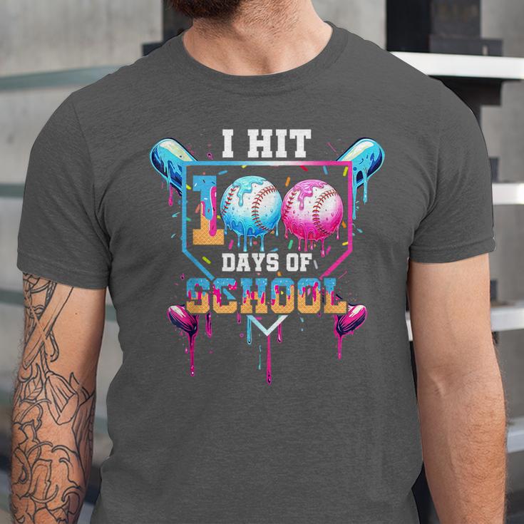 Baseball Ice Cream Drip I Hit 100 Days Of School Boys Kids Unisex Jersey T-Shirt Baseball Ice Cream Drip I Hit 100 Days Of School Boys Kids Unisex Jersey T-Shirt