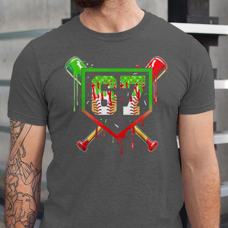 Baseball Ice Cream Drip Number 67 Player 6 7 Christmas Pjs Unisex Jersey T-Shirt Baseball Ice Cream Drip Number 67 Player 6 7 Christmas Pjs Unisex Jersey T-Shirt