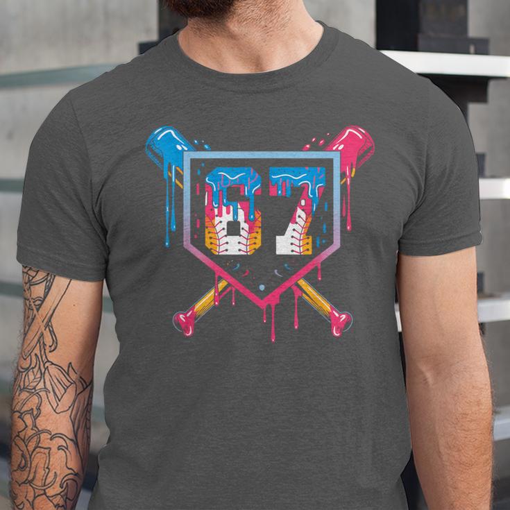 Baseball Ice Cream Drip Number 67 Player 67th Birthday 6 7 Unisex Jersey T-Shirt Baseball Ice Cream Drip Number 67 Player 67th Birthday 6 7 Unisex Jersey T-Shirt