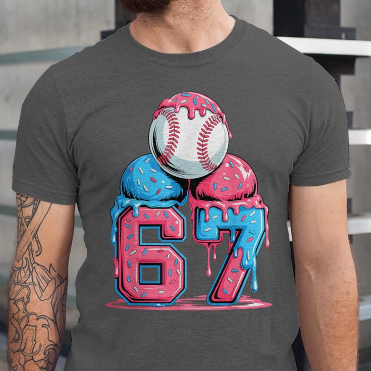 Baseball Ice Cream Drip Six Seven Gen Alpha Meme 67 Unisex Jersey T-Shirt