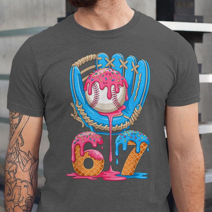 Baseball Ice Cream Drip Six Seven Gen Alpha Slang Meme 67 Unisex Jersey T-Shirt