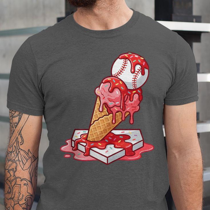 Baseball Ice Cream Drip Youth Strawberry Baseball Red Unisex Jersey T-Shirt Baseball Ice Cream Drip Youth Strawberry Baseball Red Unisex Jersey T-Shirt