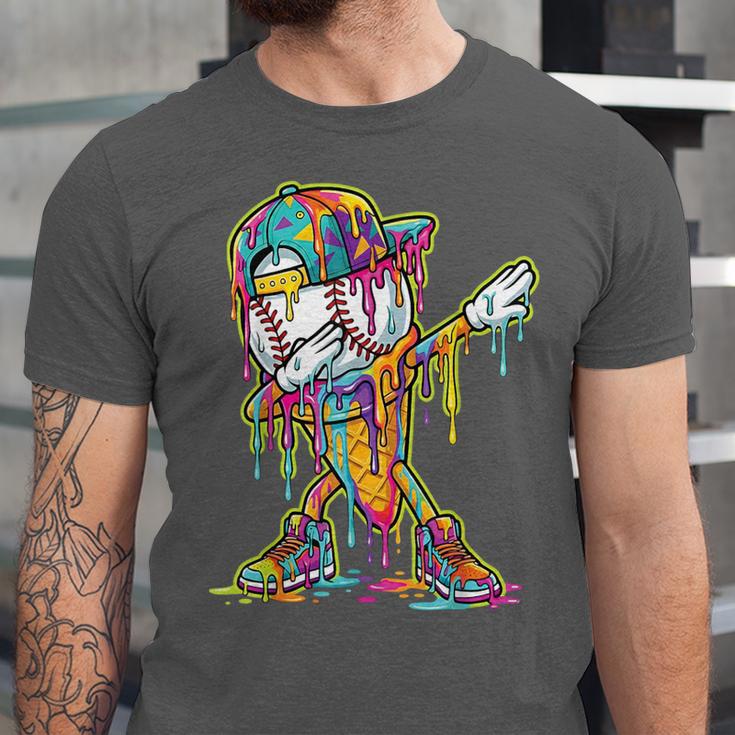 Baseball Ice Cream Dripping Dabbing Baseball Drip Unisex Jersey T-Shirt