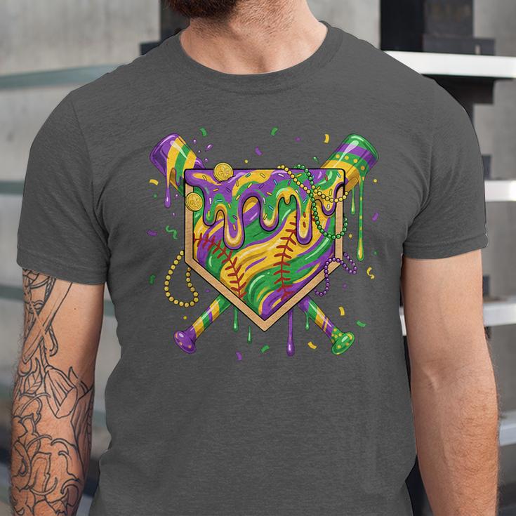 Baseball Mardi Gras Home Plate Ice Cream Drip Carnival Mask Unisex Jersey T-Shirt Baseball Mardi Gras Home Plate Ice Cream Drip Carnival Mask Unisex Jersey T-Shirt