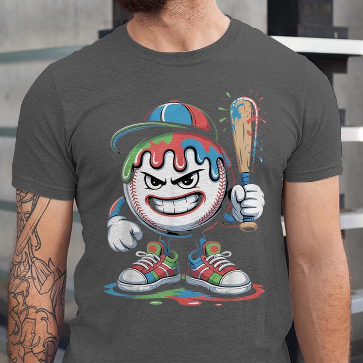 Baseball Mascot Attitude Graffiti Splash Bat Cap Unisex Jersey T-Shirt Baseball Mascot Attitude Graffiti Splash Bat Cap Unisex Jersey T-Shirt