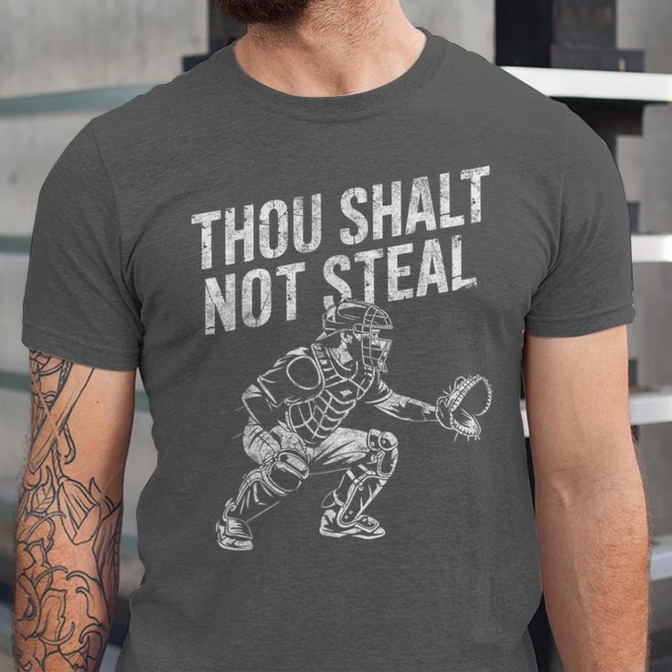 Baseball Player Catcher Thou Shalt Not Steal Coach Baseball Unisex Jersey T-Shirt