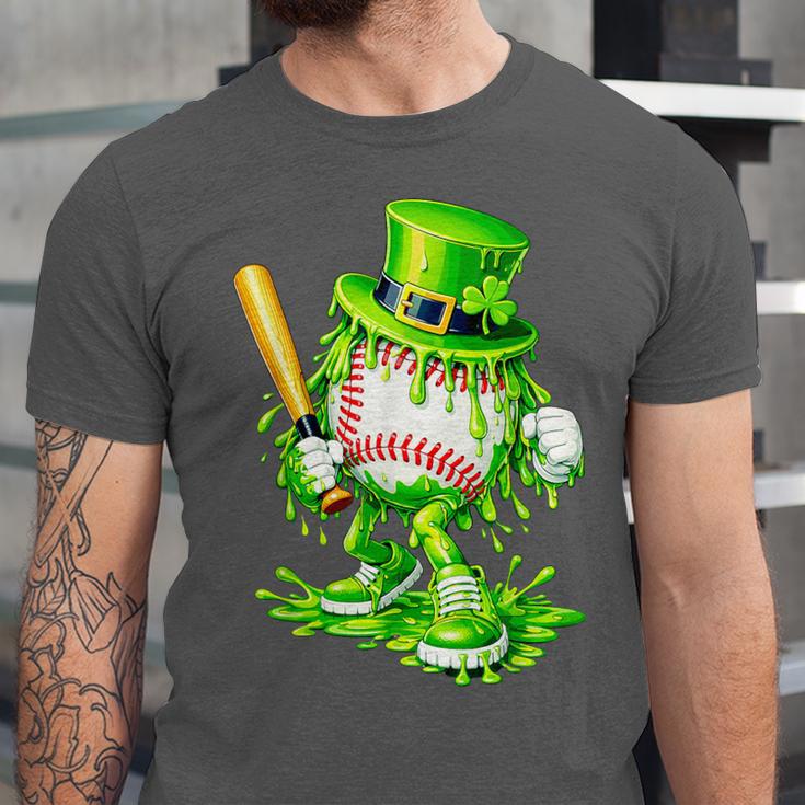 Baseball Player Ice Cream Drip Shamrocks St Patrick's Day Unisex Jersey T-Shirt