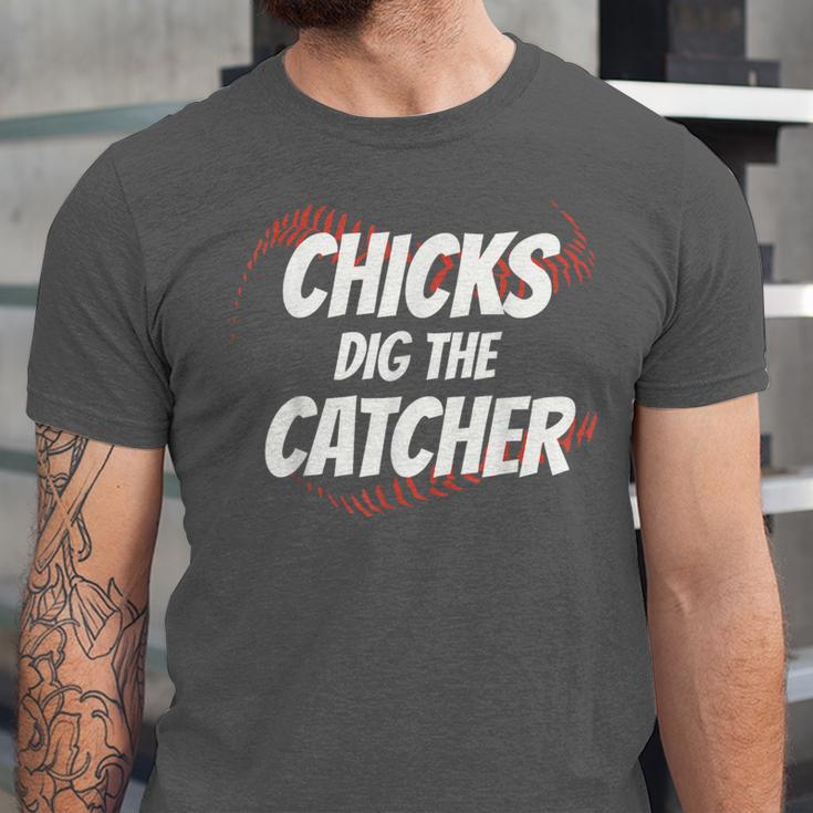 Baseball Seams Chicks Dig The Catcher Unisex Jersey T-Shirt Baseball Seams Chicks Dig The Catcher Unisex Jersey T-Shirt