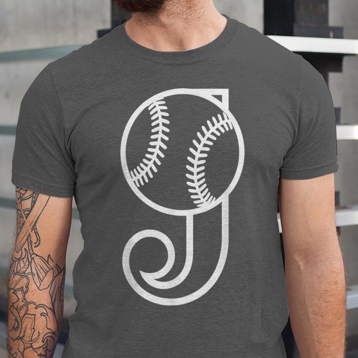 Baseball Sport Player Monogram Cool Initial Letter J Unisex Jersey T-Shirt Baseball Sport Player Monogram Cool Initial Letter J Unisex Jersey T-Shirt