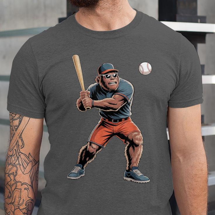 Bigfoot Playing Baseball Boys Kids Men Baseball Player Unisex Jersey T-Shirt Bigfoot Playing Baseball Boys Kids Men Baseball Player Unisex Jersey T-Shirt