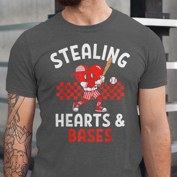 Boys Baseball Valentines Day Stealing Hearts Valentine Kids Unisex Jersey T-Shirt