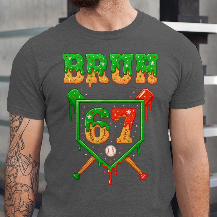 Bruh 67 Baseball Christmas Gingerbread Drip Number 67 Player Unisex Jersey T-Shirt Bruh 67 Baseball Christmas Gingerbread Drip Number 67 Player Unisex Jersey T-Shirt