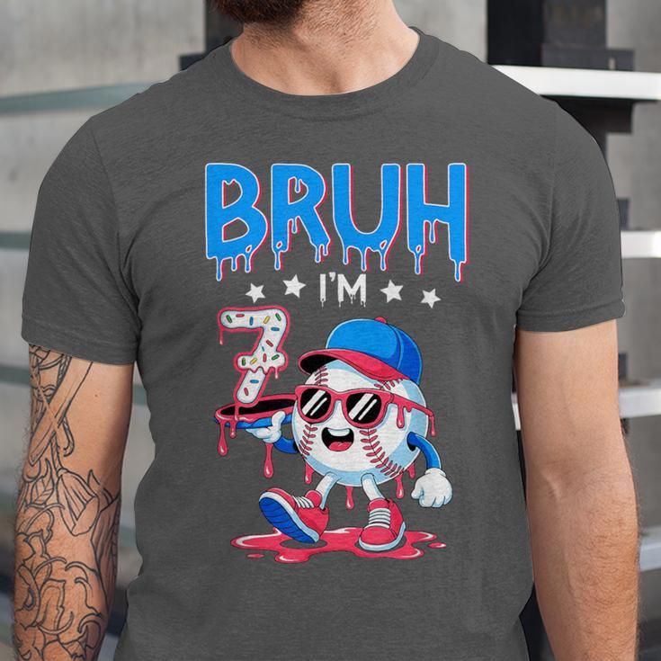 Bruh I'm 7 Baseball Ice Cream Drip It's My 7th Birthday Unisex Jersey T-Shirt